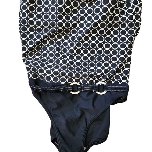 CHRISTINA ONE PIECE DOUBLE LINED SWIMSUIT BLACK AND WHITE SIZE 14 L - Picture 3 of 9